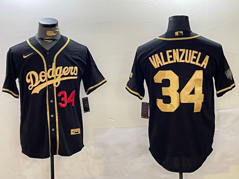 Men Los Angeles Dodgers #34 Valenzuela Black Gold Game 2024 Nike MLB Jersey style 10294->los angeles dodgers->MLB Jersey
